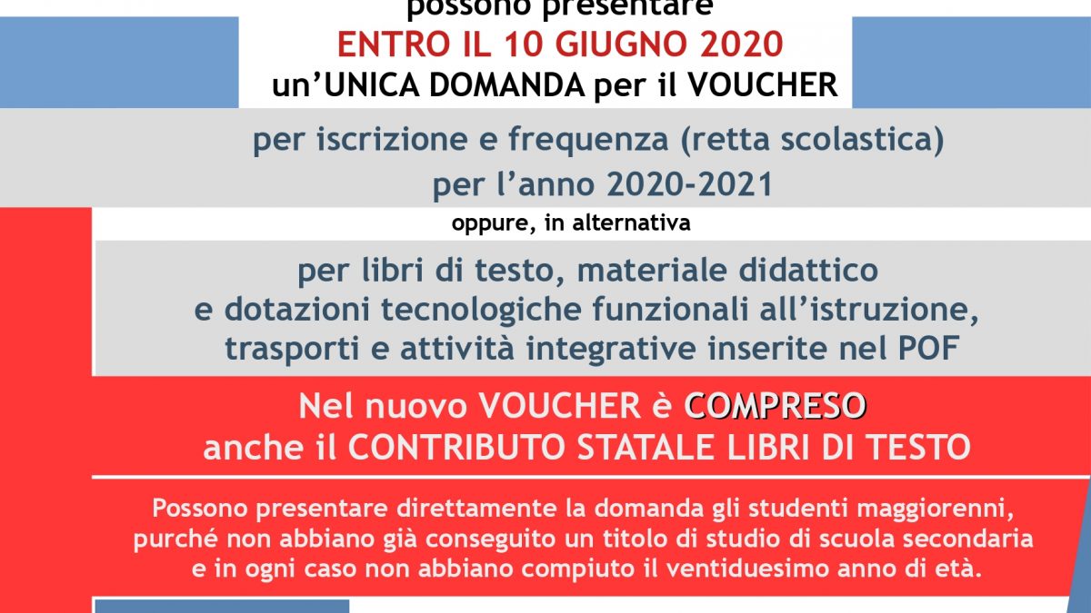 Voucher per il diritto allo studio per l’a.s. 2020/2021