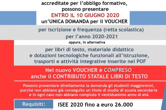 Voucher per il diritto allo studio per l’a.s. 2020/2021